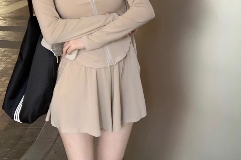 Coordinating Zip Hoodie and High-Rise Shorts Set