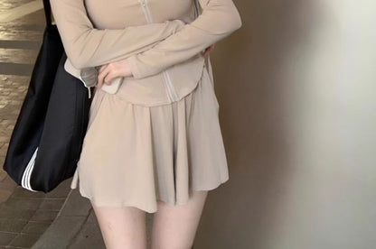 Coordinating Zip Hoodie and High-Rise Shorts Set