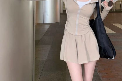 Coordinating Zip Hoodie and High-Rise Shorts Set