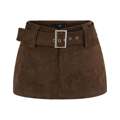 Belt Waist Mini Skirt