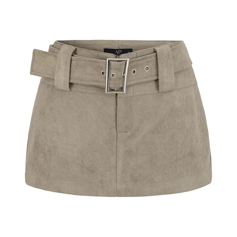 Belt Waist Mini Skirt