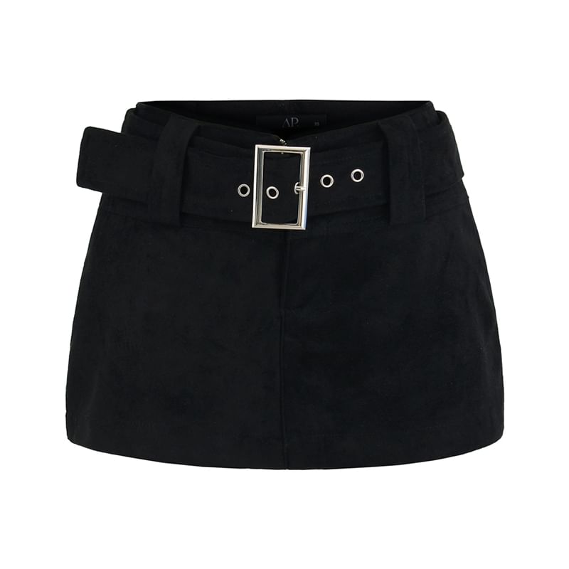 Belt Waist Mini Skirt