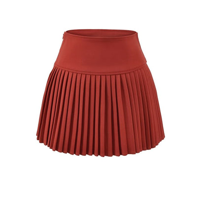 High Waist Plain Knit Mini Pleated Skirt