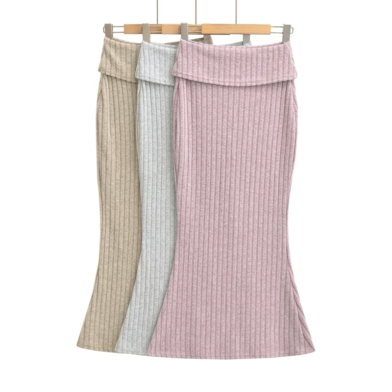 High Rise Plain Maxi Fishtail Skirt