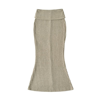 High Rise Plain Maxi Fishtail Skirt