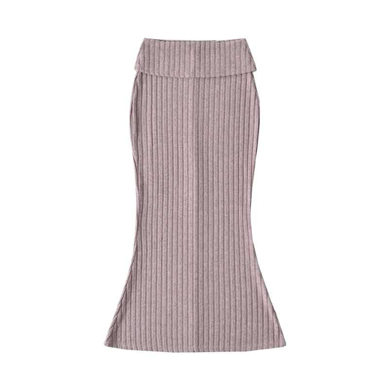 High Rise Plain Maxi Fishtail Skirt