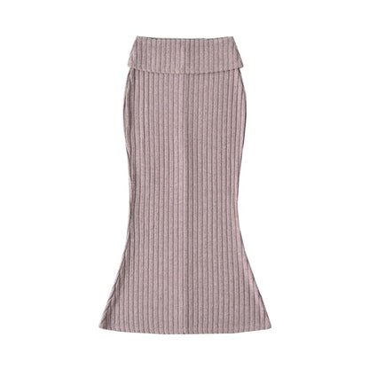 High Rise Plain Maxi Fishtail Skirt