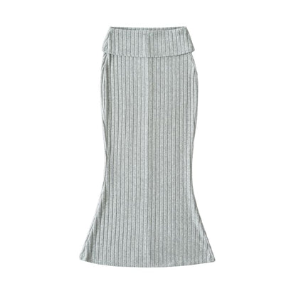 High Rise Plain Maxi Fishtail Skirt