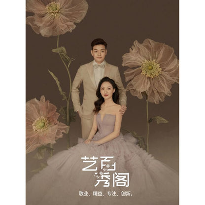 Strapless Plain Tiered Trained A-Line Evening Gown