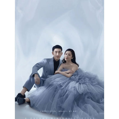 Strapless Plain Tiered Ruffle A-Line Evening Gown