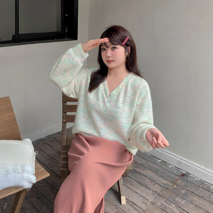 V-Neck Melange Sweater