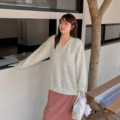 V-Neck Melange Sweater