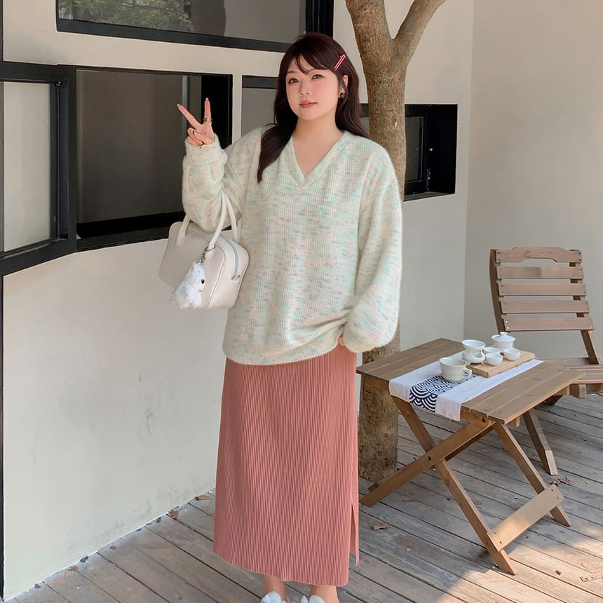 V-Neck Melange Sweater