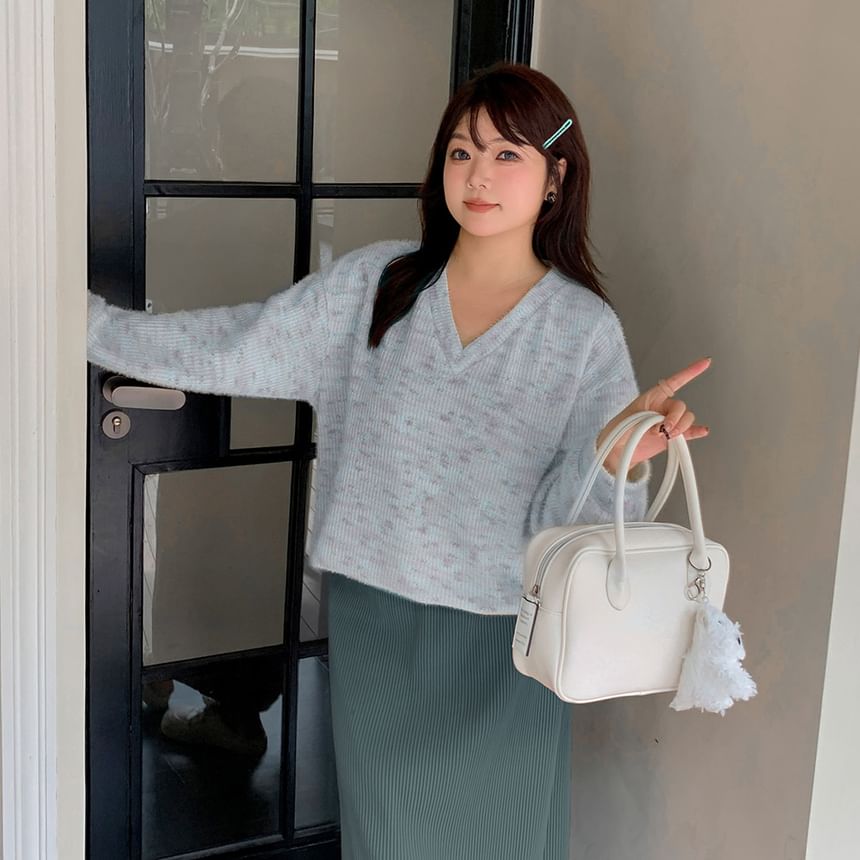 V-Neck Melange Sweater