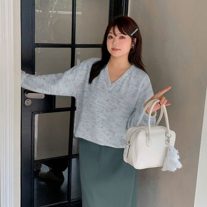 V-Neck Melange Sweater