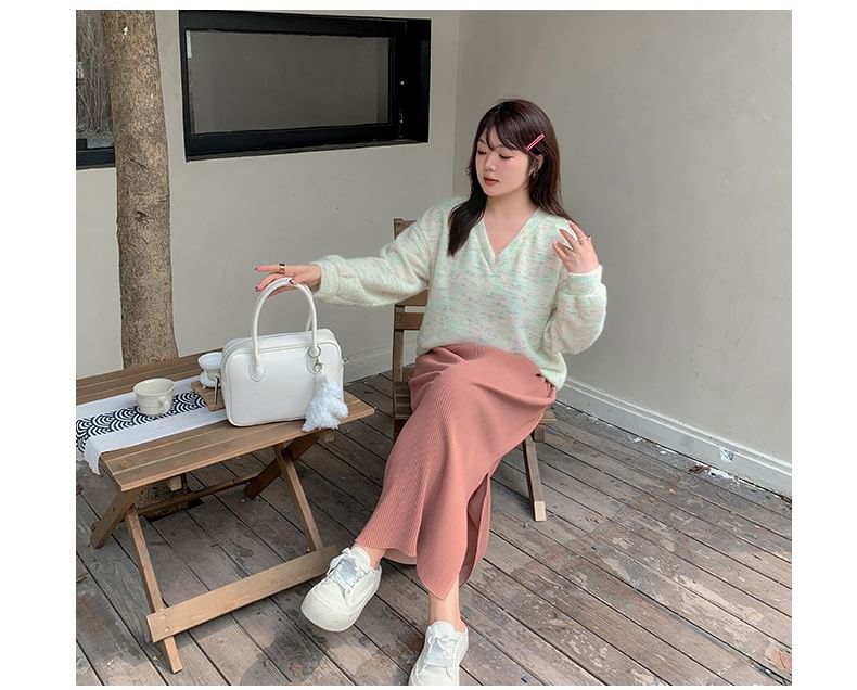 V-Neck Melange Sweater