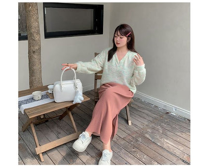 V-Neck Melange Sweater