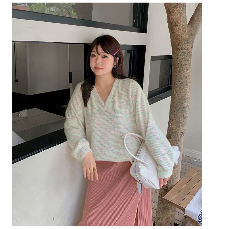 V-Neck Melange Sweater