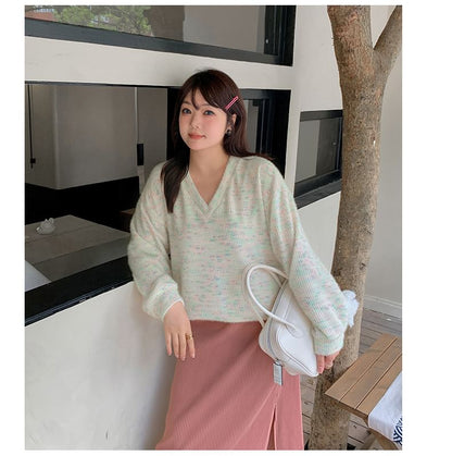 V-Neck Melange Sweater