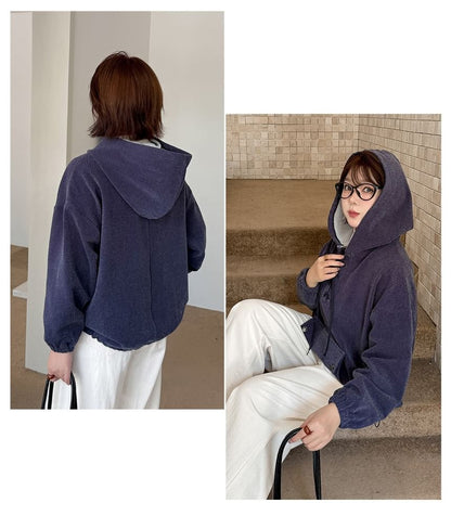 Lace-Up Denim Hoodie