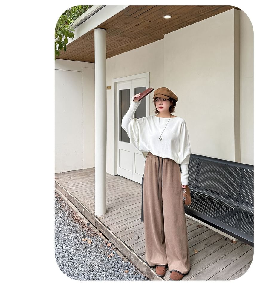 Drawstring Waist Contrast Trim Wide Leg Pants