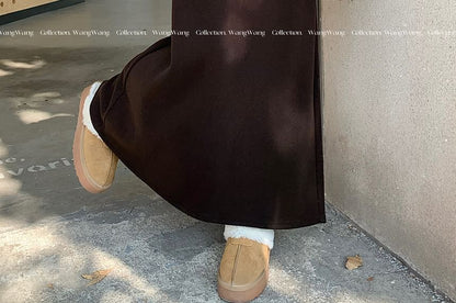 Drawstring Waist Maxi A-Line Skirt