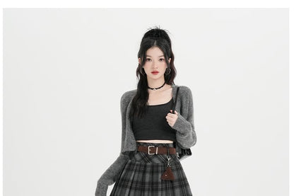 Pleated Mini A-Line Skirt - High Waist