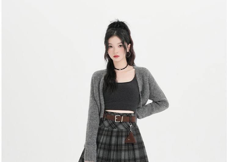 Pleated Mini A-Line Skirt - High Waist