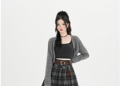 Pleated Mini A-Line Skirt - High Waist