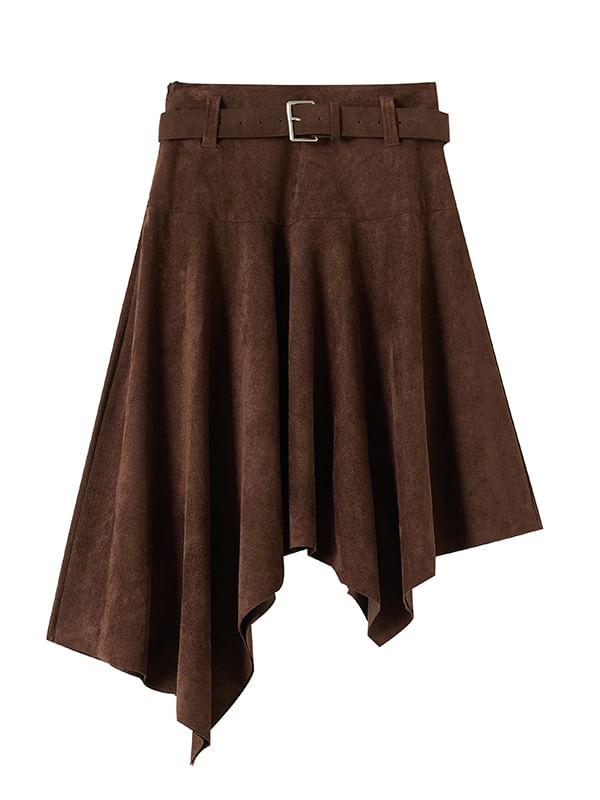 Asymmetrical High Waist A-Line Skirt