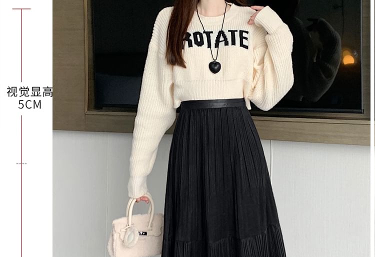 Accordion Pleated Midi A-Line Skirt - High Waist