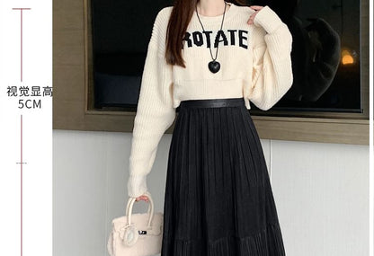 Accordion Pleated Midi A-Line Skirt - High Waist