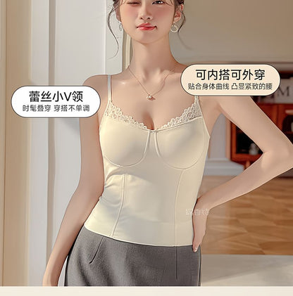 Lace Trim Padded Slim Fit Cami