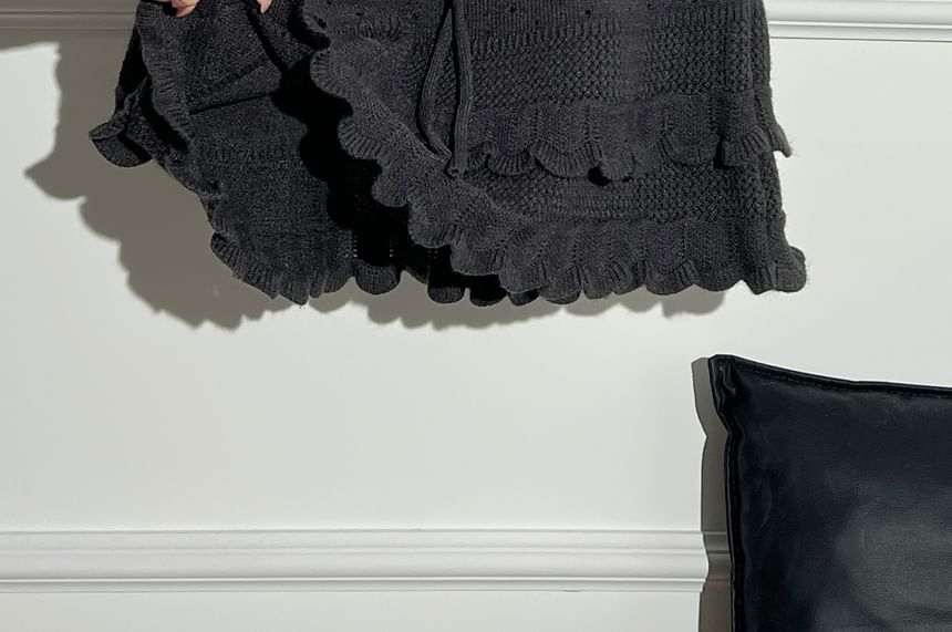 Ruffled-Trim Layered Mini Skirt - High Waist