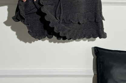Ruffled-Trim Layered Mini Skirt - High Waist
