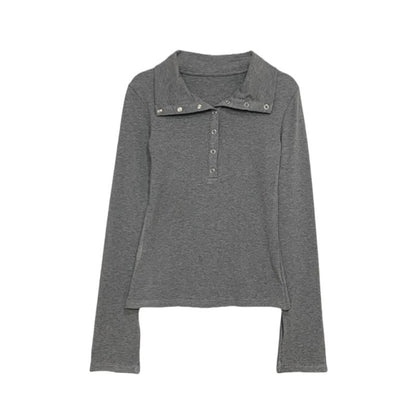 Henley-Style Pullover with Extended Sleeves