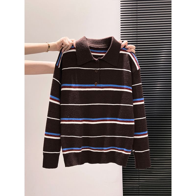 Striped Knit Polo with Timeless Appeal