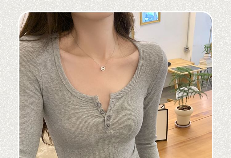 Classic Henley Tee with Extended Sleeves