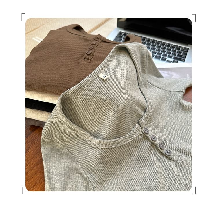 Classic Henley Tee with Extended Sleeves