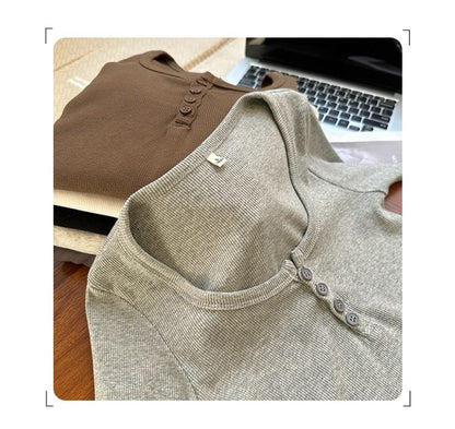 Classic Henley Tee with Extended Sleeves