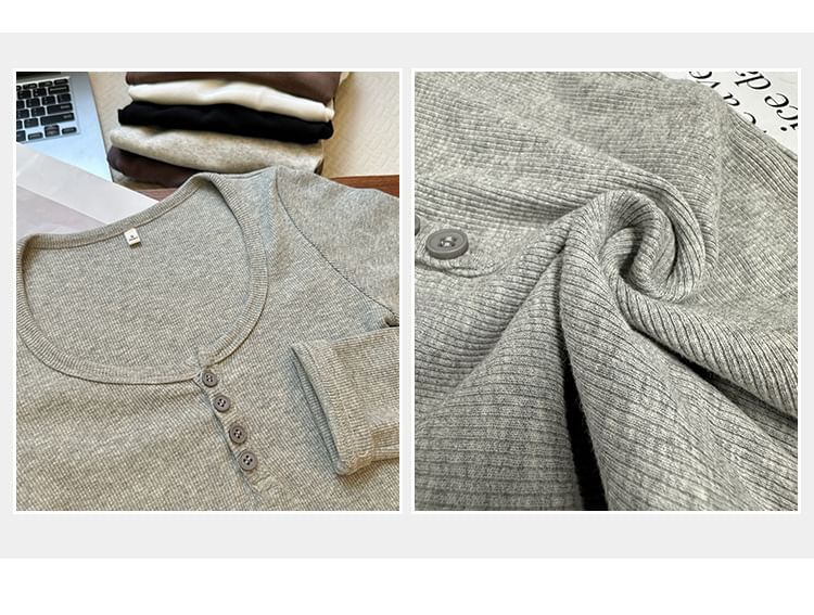 Classic Henley Tee with Extended Sleeves