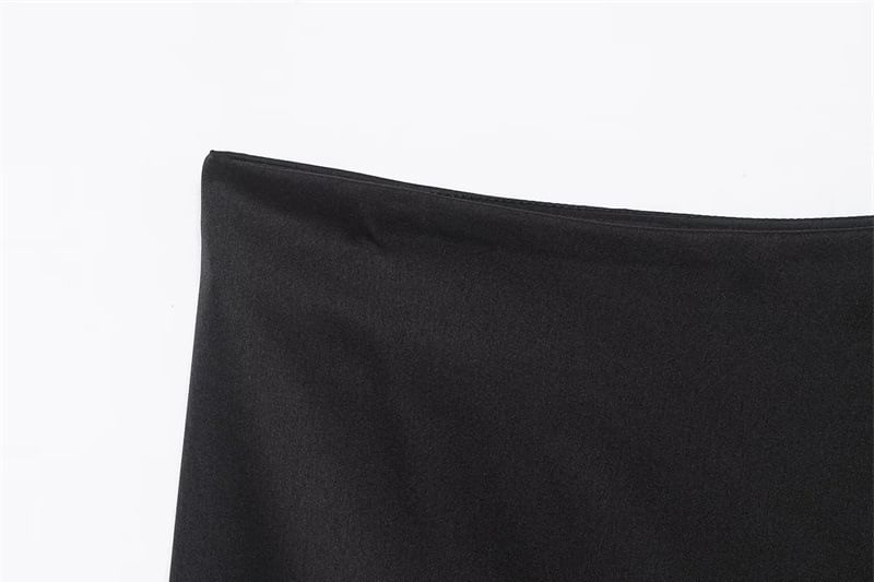 Lace Trim Midi A-Line Skirt - High Waist