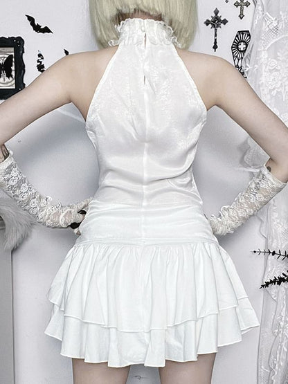 High Waist Lace-Up Mini A-Line Skirt