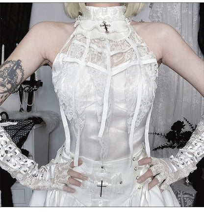 High Waist Lace-Up Mini A-Line Skirt