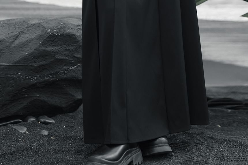 High Waist Faux Leather Asymmetrical Maxi A-Line Skirt