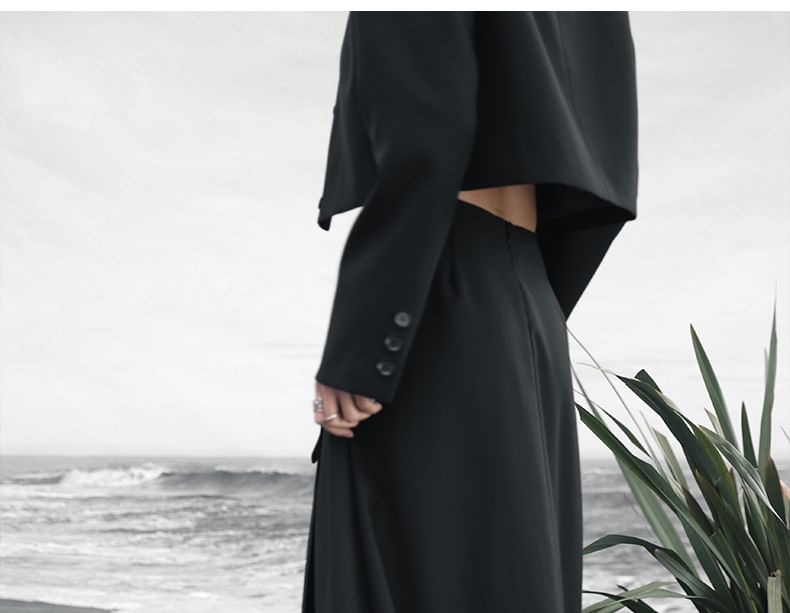 High Waist Faux Leather Asymmetrical Maxi A-Line Skirt