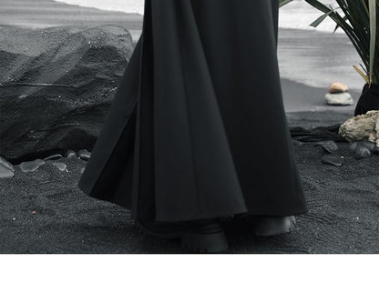 High Waist Faux Leather Asymmetrical Maxi A-Line Skirt