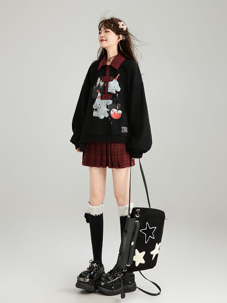 High-Waist Plaid Mini Pleated Skirt
