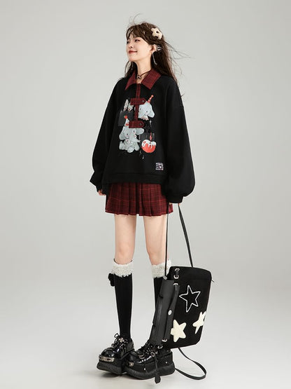 High-Waist Plaid Mini Pleated Skirt