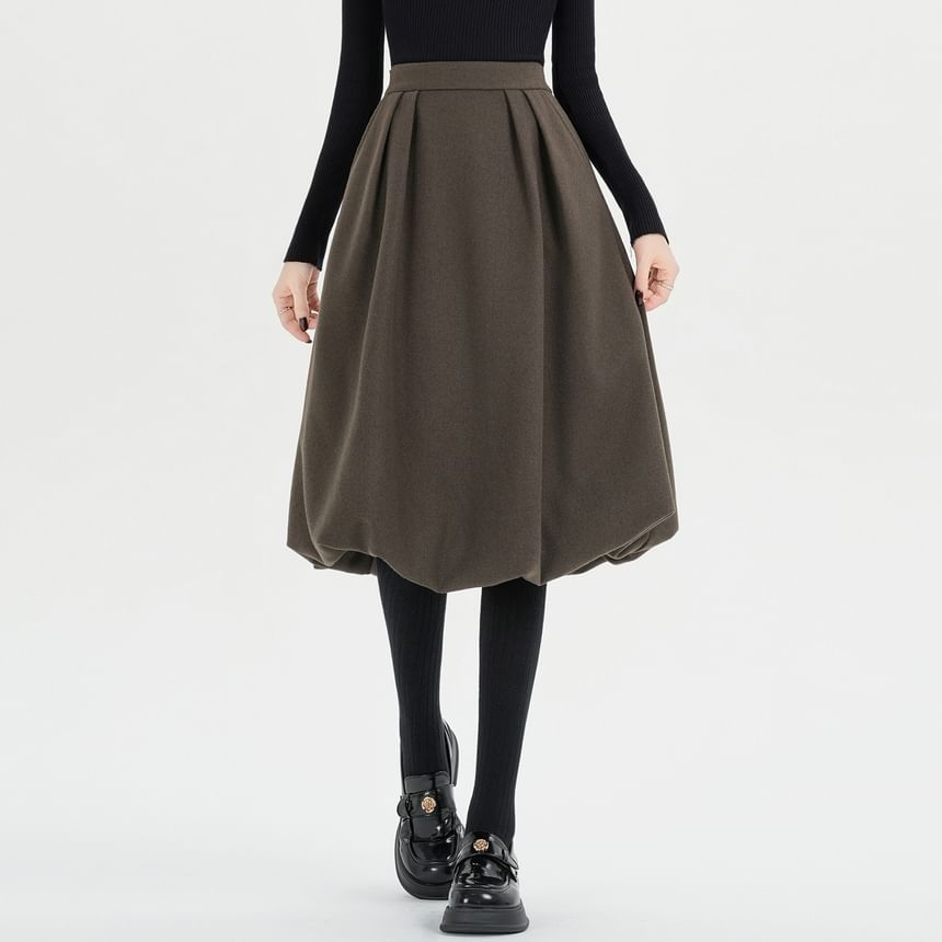 High Waist Midi A-Line Skirt